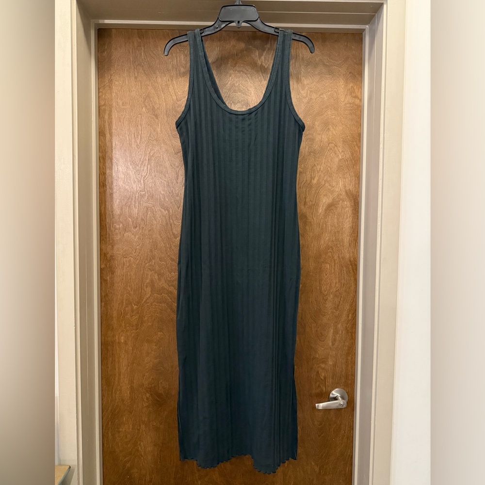Aerie Black Ribbed Sleeveless Maxi Dress